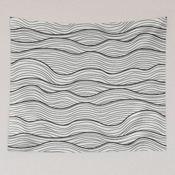 Item preview, Black And White Abstract Doodle Sea Waves Pattern designed and sold by MakeitMelo.