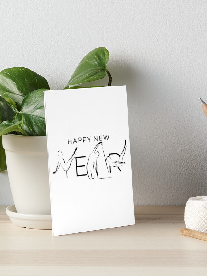 Happy New Year with Pilates poses  Art Board Print for Sale by