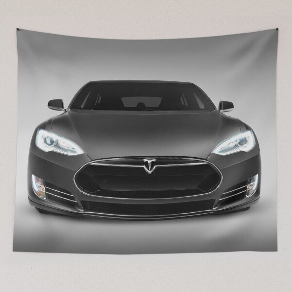 Item preview, Gray Tesla Model S luxury electric car front view art photo print designed and sold by MaximImages .com Exquisite Arts.