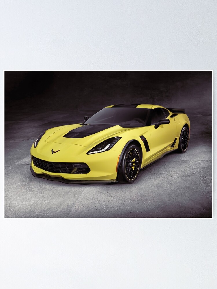 Car Print Cars Corvette Gifts Chevrolet Corvette C6 Z06 Poster Yellow Corvette Poster Wall Decor