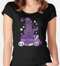 Feline Familiar 02 // Black Women's Fitted Scoop T-Shirt