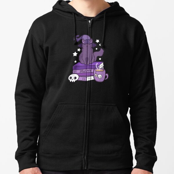 Feline Familiar 02 // Black Zipped Hoodie