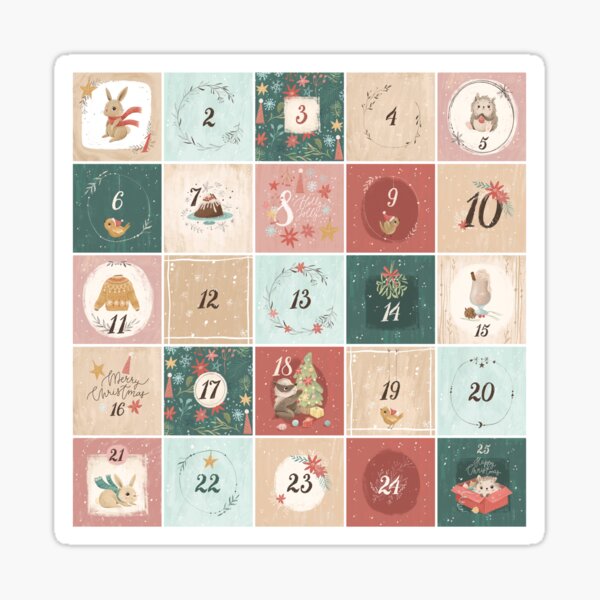  cute christmas advent calendar sticker for sale by funckydesigns