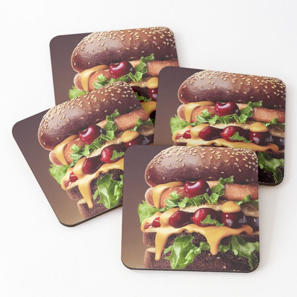 Item preview, Big Burger with cherries, cheese and salad designed and sold by ladarkepoque.