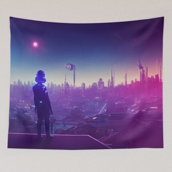 Item preview, Robots on the roof of a city of the future designed and sold by PM-Artistic.