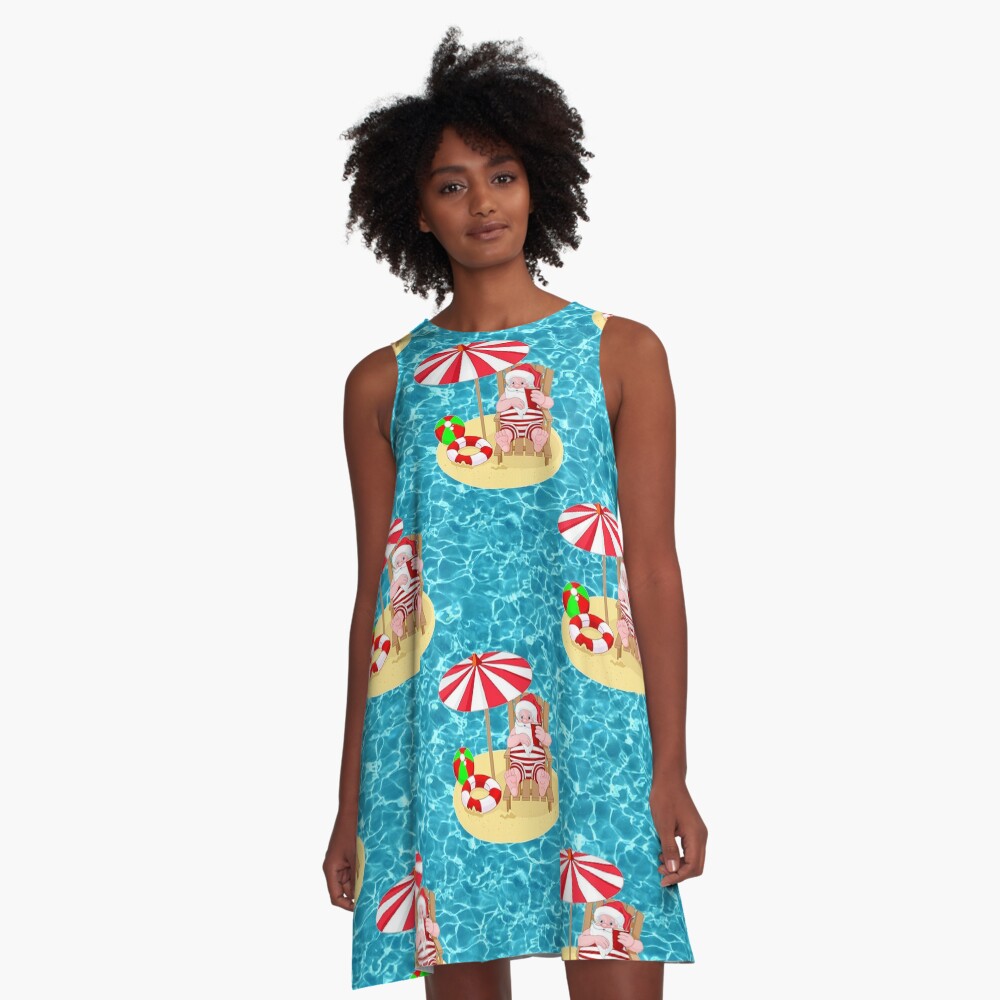 xmas beach santa claus A-Line Dress