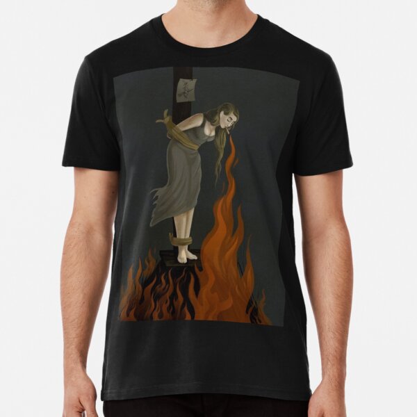 Salem Witch burning cigarette fire casting spells Wicca occult black magic occult Premium T-Shirt