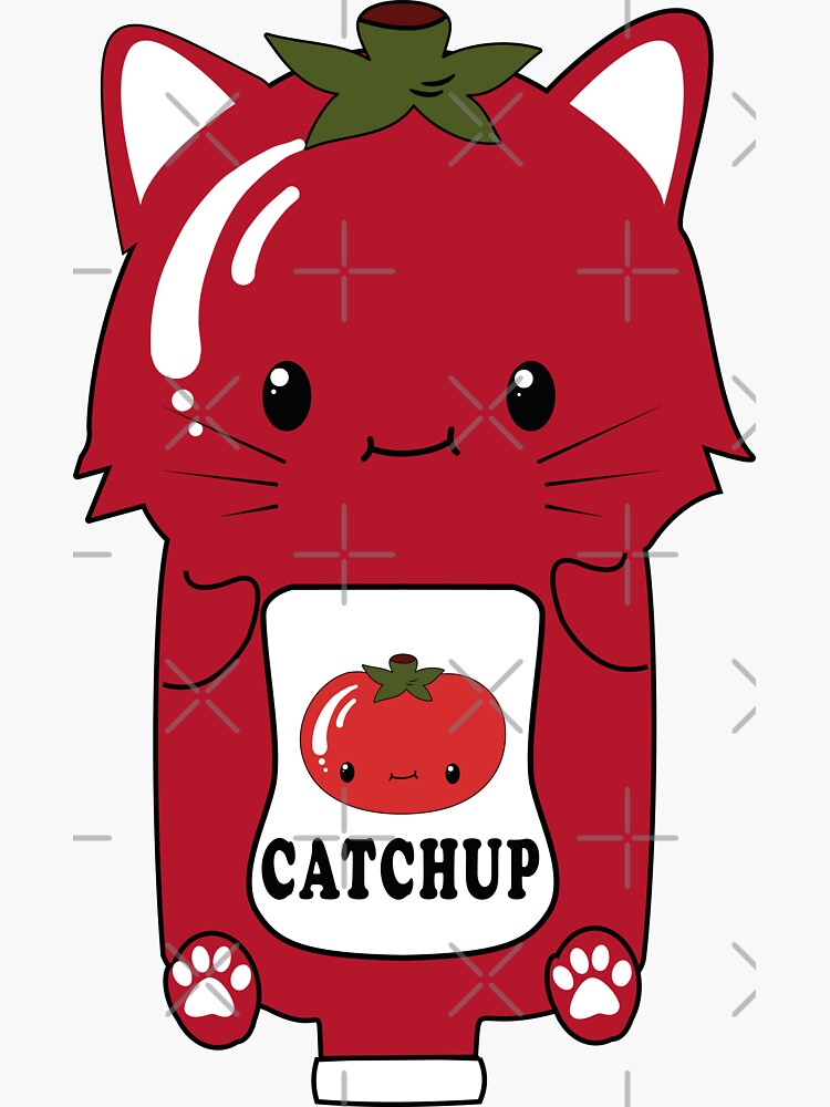 "Cat Ketchup Mashup CatChup Funny Food Pun cat ketchup meme" Sticker