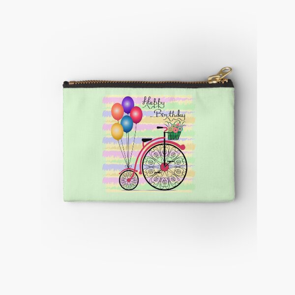 Item preview, Happy Birthday Colorful Floral Bicycle And Balloons designed and sold by Isma Saleem.