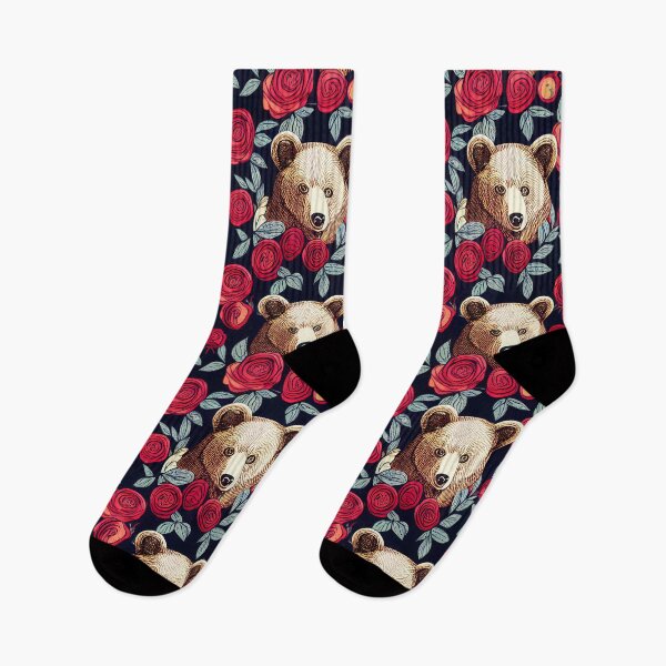 Item preview, Bears and roses seamless pattern designed and sold by Lenkooo.