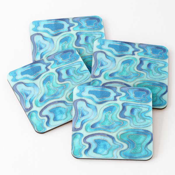 Item preview, Blue Sand Pools Silk Painting  designed and sold by LamailaSilks.