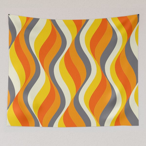 Artikelvorschau, Muster Linien mit Wellen Design vertikale streifen gelb, grau, orange, beige, rot entworfen und verkauft von Graphic-Color.