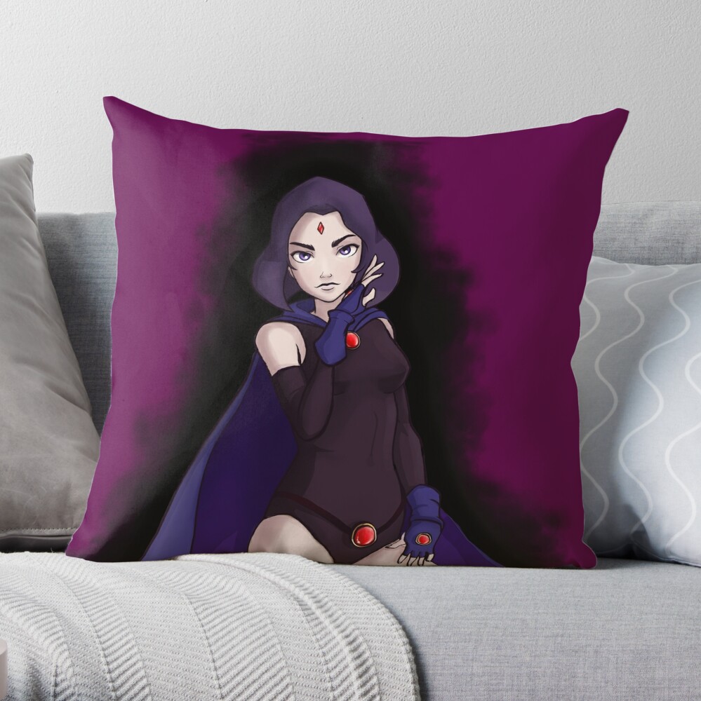 Goth Girl Dina Darkheart And Raven Throw Pillow by Dara - Fine Art