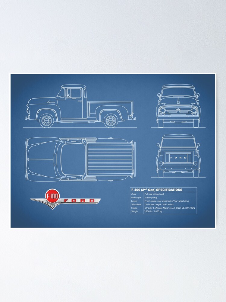 The F100 Blueprint Poster For Sale By Rogue Design Redbubble