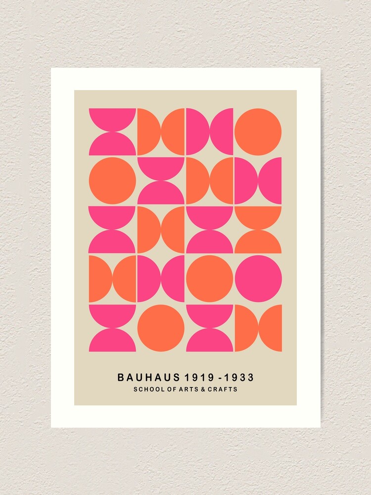 Pink And Orange Geometric Semi Circles Bauhaus  Art Print for Sale by  NicolJay