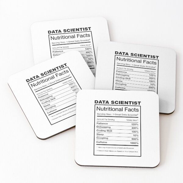 Item preview, Data Scientist Nutrition Facts - Funny Science Scientists Nutritional Fact Hilarious Joke Saying Gift Ironic Sarcastic Ds Quote designed and sold by TalentGenius.