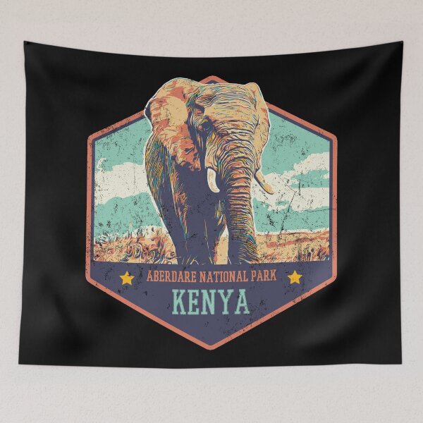 Item preview, Aberdare national park Kenya Africa vintage travel decal, african elephant designed and sold by Lemomo-zoo.