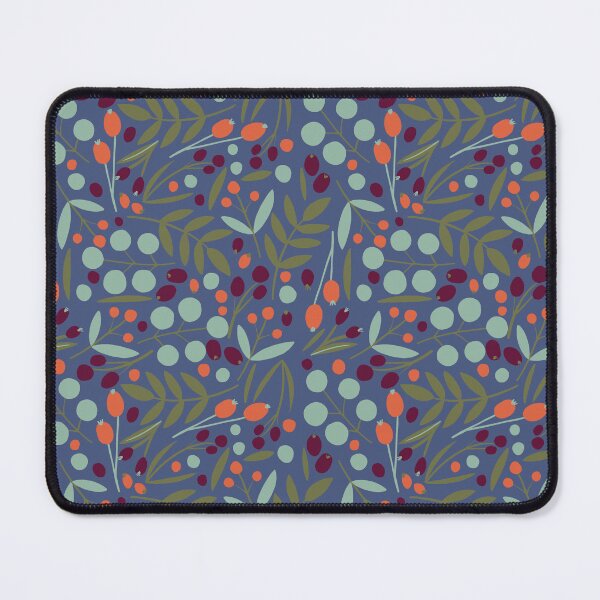 Item preview, Festive Leaves and Berries Blue designed and sold by Katsillustration.