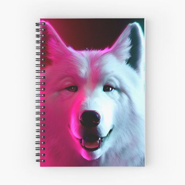 Item preview, White Samoyed dog portrait - neon light #9 designed and sold by supeart.