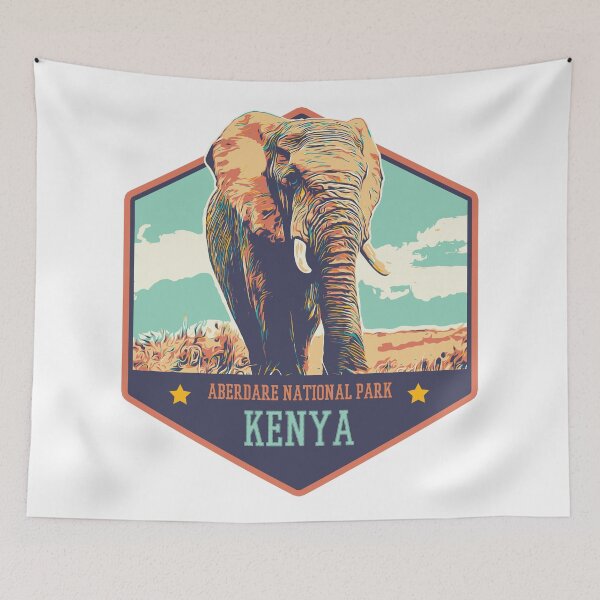 Item preview, Aberdare national park Kenya Africa vintage travel decal, african elephant designed and sold by Lemomo-zoo.