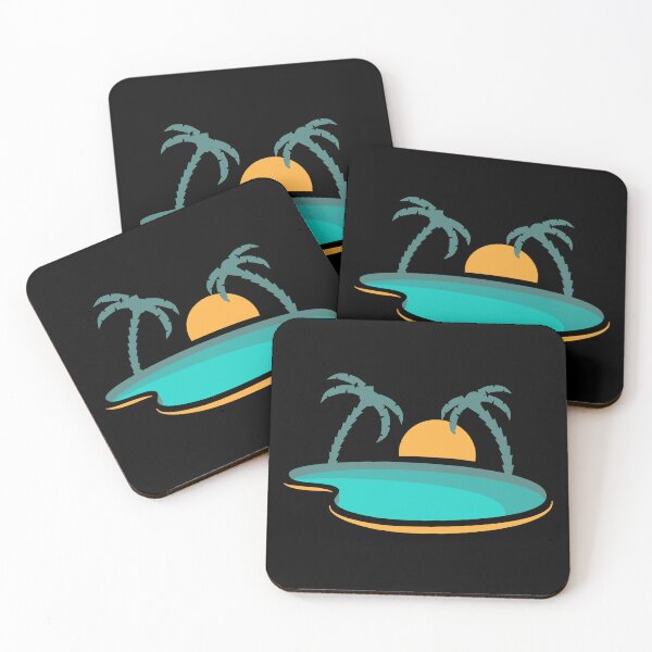 Item preview, Sun Setting Behind The Palms And Water | Black designed and sold by Teenker.