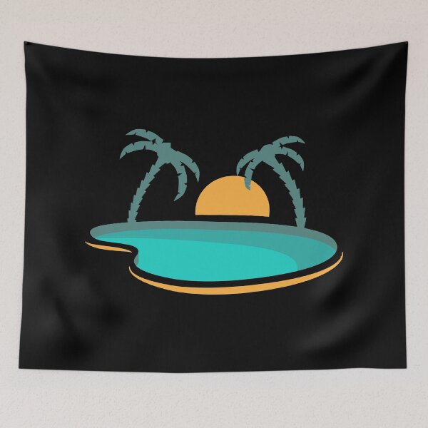 Item preview, Sun Setting Behind The Palms And Water | Black designed and sold by Teenker.