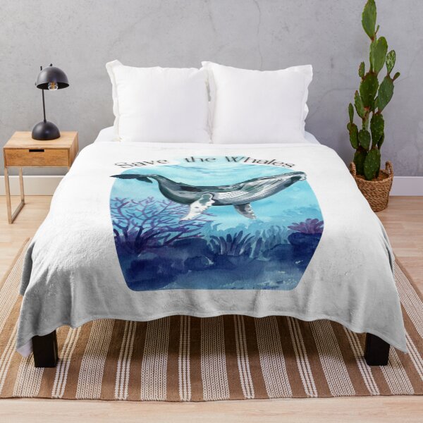 Item preview, Save the Whales - Watercolor Whale - Ocean Bottle like shape background - Cartoon - Blue Sea designed and sold by Mechanical-Artt.