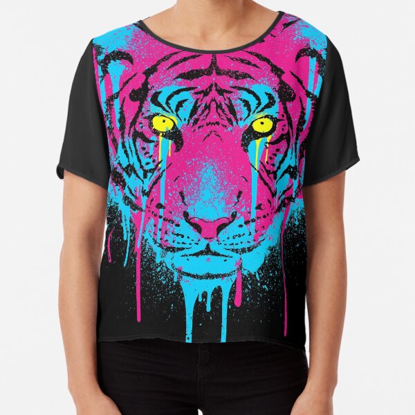 CMYK Tiger Graffiti Chiffon Top