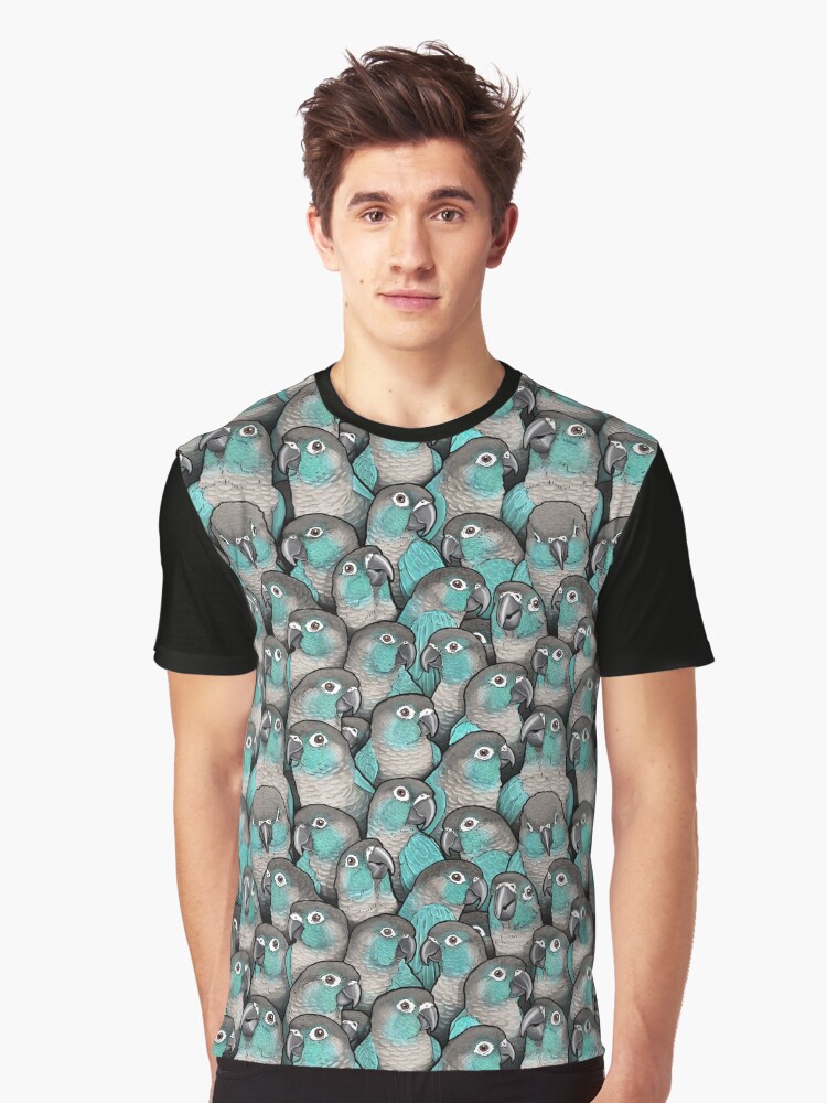 Thumbnail 1 of 5, Graphic T-Shirt, Turquoise Green-Cheeked Conures designed and sold by MaratusFunk.
