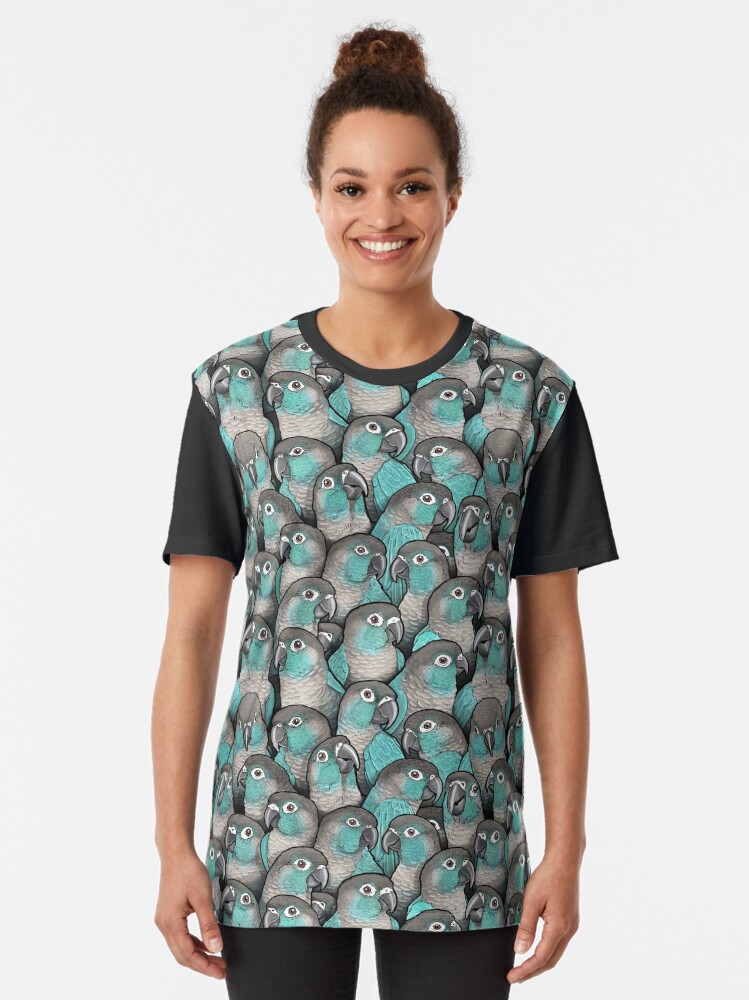 Thumbnail 2 of 5, Graphic T-Shirt, Turquoise Green-Cheeked Conures designed and sold by MaratusFunk.