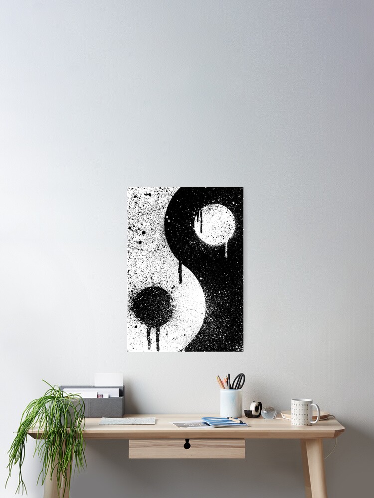 Poster Peinture Au Pistolet Yin Yang Par Revolutiongfx Redbubble