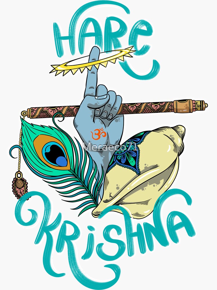 Premium Vector | Happy janmashtami greetings with lord krishna line stroke  illustration and hindi calligraphy