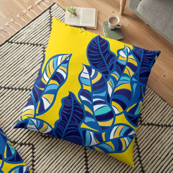 Pop foliage on Yellow Floor Pillow