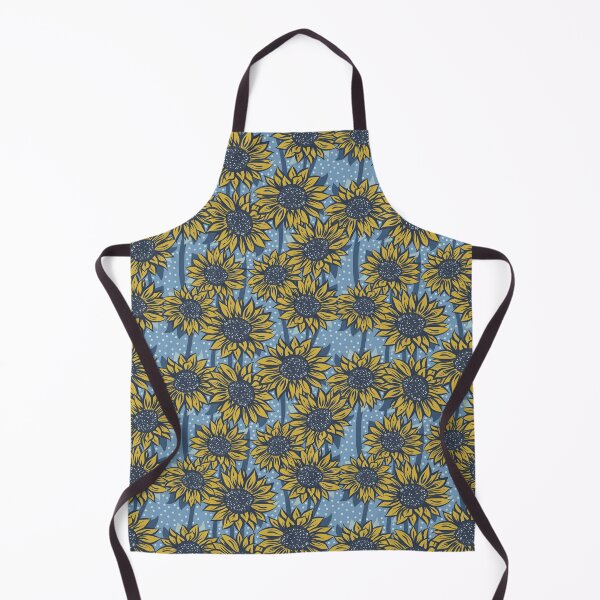 Item preview, Blue and Yellow Sunflowers on a Blue Background with Polka Dots Repeat Pattern designed and sold by NattyDesigns.