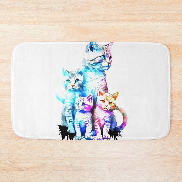Item preview, multicolored cat family watercolor designed and sold by keyd-studio.