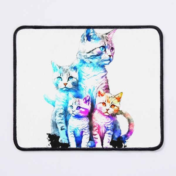 Item preview, multicolored cat family watercolor designed and sold by keyd-studio.