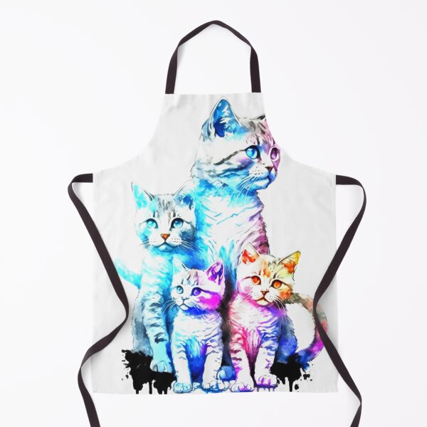 Item preview, multicolored cat family watercolor designed and sold by keyd-studio.