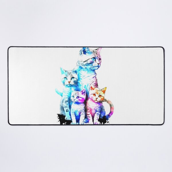 Item preview, multicolored cat family watercolor designed and sold by keyd-studio.