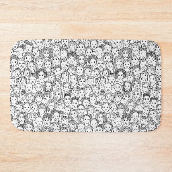 Item preview, Black And White Cartoon Drawing Smiling Faces Pattern designed and sold by MakeitMelo.