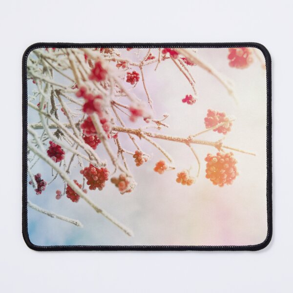 Item preview, Кed mountain ash branches with berries in winter.Winter background with sky, tree, bokeh and snow. Redberry on a frost designed and sold by annamiss.
