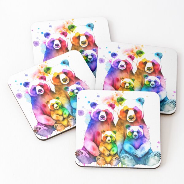 Item preview, colorful bear family watercolor designed and sold by keyd-studio.