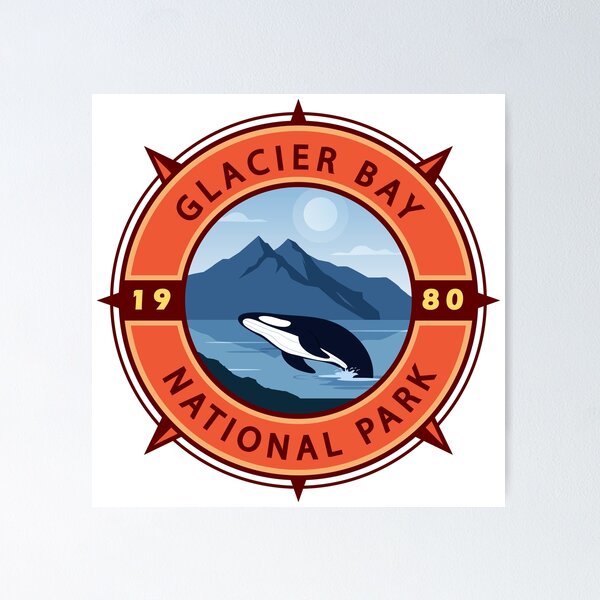 Item preview, Glacier Bay National Park Orca Retro Compass Emblem designed and sold by KrisSidDesigns.