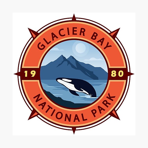 Item preview, Glacier Bay National Park Orca Retro Compass Emblem designed and sold by KrisSidDesigns.