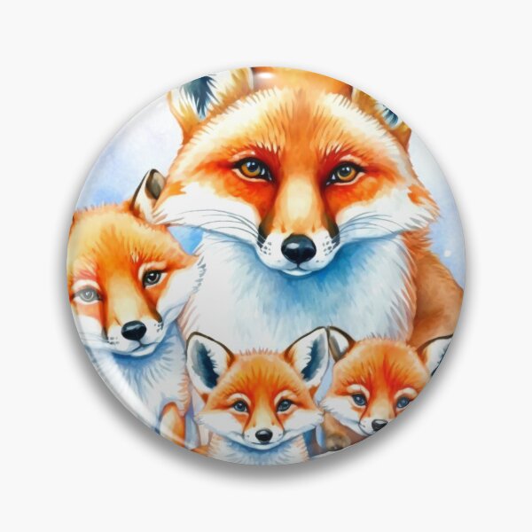 Item preview, multicolored fox family watercolor designed and sold by keyd-studio.
