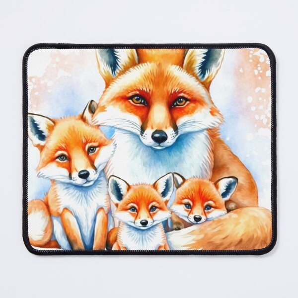 Item preview, multicolored fox family watercolor designed and sold by keyd-studio.