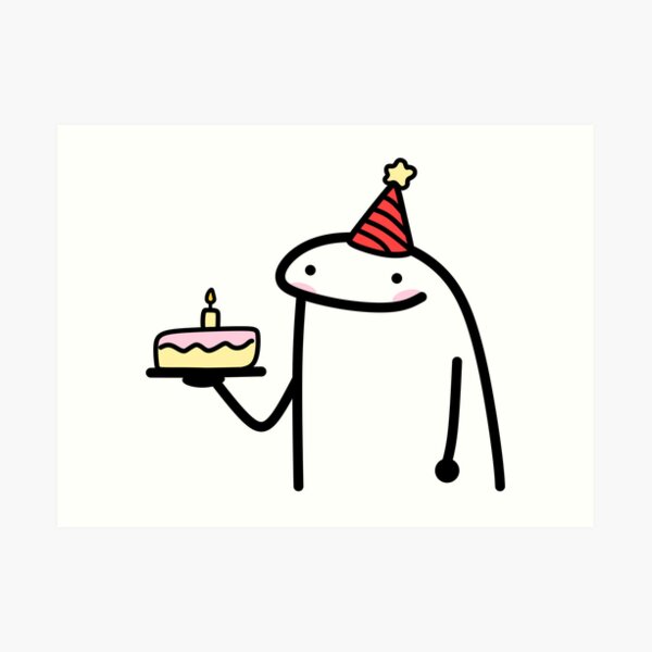 Birthday Flork Meme Balloon Cake Girl Stock Vector (Royalty Free