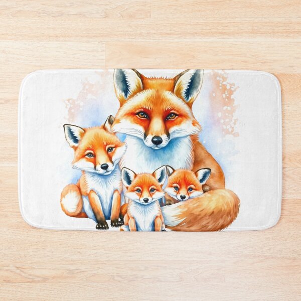 Item preview, multicolored fox family watercolor designed and sold by keyd-studio.