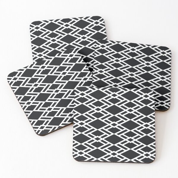 Item preview, Black and White Minimal Geometric Overlapping Diamond Shape Tile Pattern designed and sold by All-Black-White.