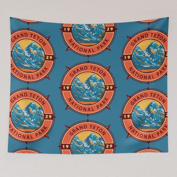 Item preview, Grand Teton National Park Retro Compass Emblem designed and sold by KrisSidDesigns.