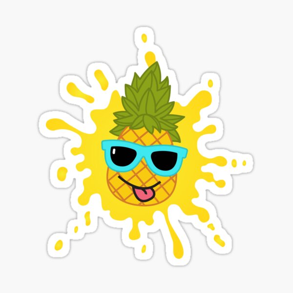 "Anatomy Of A Pineapple Cool Pineapple Showing Its Tongue" Sticker for